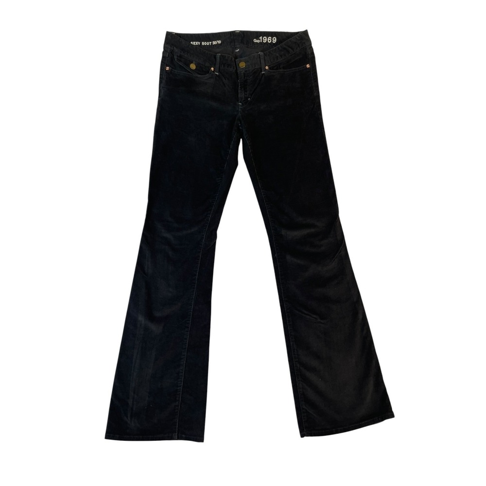Gap 1969 Corduroy Pants Womens 30X10‎ Black Cotton Stretch Low Rise Sexy Bootcut